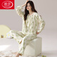LangSha (LangSha) Spring and Autumn Long Sleeve Large Size Pajama Set Women's Cotton with Chest Pad Integrated Chinese Style Home Furnishing Clothes Student Loose Summer and Winter HRY1049 M (Suggested 75-95 Jin [Jin equals 0.5 kg])