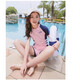 
Disney (Disney) children's swimsuits for women sweet split girls middle-aged and middle-aged children junior high school girls conservative training swimsuit set 9858 black and gray double-layer pants set 130 (50-60Jin [Jin equals 0.5 kg])