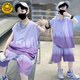 G.DUCK男童背心夏装套装2025新款网红儿童夏季无袖运动服薄款中大童夏款 TZK687-绿色套装 140 建议身高130-140厘米