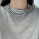 Yuansi Shijia Zhen Duo Ma Platinum Gray Pearl Necklace Light Luxury Niche Sweater Chain Women's 2025 New Necklace 4mm + Magnetic Buckle (40cm)