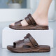 
Men's Sandals 2025 Summer New Style Outdoor Open-toe Round Slipper Outdoor Dual-purpose Lightweight Anti-Slip Beach Shoes Men K29 Black 40