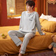 Pang Donglai DL Dl Pajamas de primavera y otoño para hombres Cotton de algodón puro pantalones de mangas largas coreanas Los trajes casuales sueltos se pueden usar en el exterior para ropa de casa de verano, otoño y invierno Black_zy9901 L (recomendado 100-130Jin [Jin equivale a 0.5 kg])