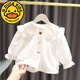G.duck girls long-sleeved shirt 2025 spring new style children's style pure cotton embroidered top infant base cardigan shirt pink 120 cm recommended age 4-5 years old