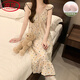 LangSha (LangSha) Princess Style Pajamas for women in summer sleeveless chest pad nightgown sexy internet celebrity girl new long skirt outside home clothes Lemon yellow 9906D with removable chest pad M 75-100Jin [Jin equals 0.5 kg]