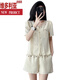 Style de Victoria, petit style de parfum, mode à la mode, style de luxe léger, costume de filet à manches courtes à manches courtes, shorts de cardigan décontractés à la mode pour femmes, ensemble en deux pièces, couleur abricot m [recommandée 90-100 Jin [Jin est égal à 0,5 kg]]]