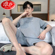 
Langsha casual cotton pajamas men's summer short-sleeved shorts for youth Korean style loose home clothes middle-aged thin large-size suit H9928 (short-sleeved shorts) L (recommended 100-125 Jin [Jin equals 0.5 kg])