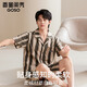 GOSO (GOSO) 2025 new pajamas men's summer pure cotton short-sleeved shorts casual striped home clothing LMSJ9223-main picture L