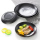 Placa de vajilla de metamina Catering Snack Plate Barbacoa Barbacoa Potes de marihuana caliente Platos fríos Arroz frito Placa negra Placa de plástico LJP1098 Media caja 36 Piezas