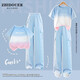 Balabala girls suit summer suit 2025 new fashionable children's short-sleeved work pants big children summer fashionable street sports 9889 white + 15029 pink 130 cm
