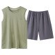 Modal simple pijama de algodón puro simple para hombres, pantalones cortos de chaleco sin mangas de verano delgados de algodón de algodón se puede usar ropa de hogar cómoda fuera de Omm13657 hombres l -