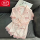 LangSha (LangSha) cool lace ice silk pajamas short-sleeved shorts for summer pajamas for women can wear casual and comfortable two-piece set thin style 9207# L [Suggested 100-115 Jin [Jin equals 0.5 kg]]