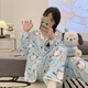 濮水方方春季睡衣女长袖仿棉牛奶丝家居服 M6624#蓝帕恰狗 170 M
