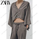 Zara Summer New TF Damen Asymmetrisches Design V -Ausschnitt Weites langes Offizielles offizielles Flaggschiff authentisch dunkelgrau XS -S (165/84)