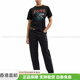 Trainer Signatures Skelett Rexy Round Neck Kurzarm T-Shirt Männer und Frauen gleich schwarzes Modesleichter und rein trendiger schwarzer XS