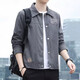 Con chaqueta retro de chaqueta de solapa de Yishion2025 Pure Yishion2025 Ropa de juventud de la camisa delgada de gamuza de gamuza y la ropa juvenil [estilo de otoño] K12806 gris oscuro [Garantía de calidad] M
