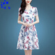 CS.LION Temperament Reducing Ice Silk Dress 2025 New High-end Women's Short Sleeve Middle-aged and Elderly Mother Summer Skirt for Women Summer 9905 Skirt M 80-100Jin [Jin equals 0.5 kg]