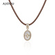 
AJIDOU Ajidou necklace for women's relaxed comic travel series alloy shell pendant brown rope + white mother shell 36cm 1 piece