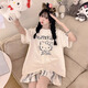 Junjunsui Dimei Kiti Cat Pajamas for Women in Summer 2025 New Pure Cotton Short Sleeve Cartoon Student Large Size Summer Home Suit Set Short-Z-9922 L [Suggested 100-120Jin [Jin equals 0.5 kg]]