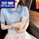 Collar de muñecas a rayas de Romon para mujeres de manga corta de 25 años, suéter de seda de seda de hielo, camiseta delgada pequeña de la edad DX691# amarillo s recomendado 80-100Jin [Jin iguala 0.5 kg]