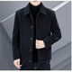 FELALWEN autumn and winter new men's coat high-end versatile plus velvet thick striped wool coat lapel casual jacket warm dark gray XL 125-140Jin Jin equals 0.5 kg