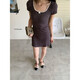 WE French fresh girly lace-up floral round neck short-sleeved dress W5155 GLP blue M