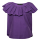 Roeyshouse Rove Elegant Ruffen runder Nacken Sommer kurzärmeliges Frauen Top 2025 Neues reines Baumwollhemd 12141 Lila L.