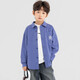 Duojia Boys' Shirts 2026 Spring and Autumn Classic Navy Blue Plaid Jacket LOGO Embroidered American Children's College Style Top