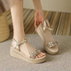 Belle escaliers Sandales à talon pour femmes, été 2025 Nouvelles sandales de sangle épaisses, chaussures de femmes à talons hauts exquis, couleur abricot 36