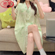 Langsha Sommer-Stricksalz-Nachthemd mit Brustpolstern lose und schlanker chinesischer Stil bedrucktes süßes und sexy Kleid-Pyjamas mittelgroß 5155 Nachthemd mit Brustpolstern] M empfohlen 80-95 Jin [Jin gleich 0,5 kg]]