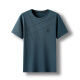 Middle-aged and elderly summer round neck short-sleeved T-shirt for middle-aged men's cool ice silk casual top Daddy suit summer suit men 691 Navy Blue One size 165/S (recommended 110 Jin [Jin equals 0.5 kg] or less)