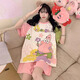 Junjunsui Dimei Kiti Cat Pajamas for Women in Summer 2025 New Pure Cotton Short Sleeve Cartoon Student Large Size Summer Home Suit Set Short-Z-9922 L [Suggested 100-120Jin [Jin equals 0.5 kg]]