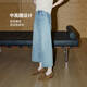 KUHNMARVIN Washed Blue Wide Leg Jeans Women's 2025 Summer New Small-Style Friendly Crispy Pants K38103 Blue L
