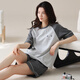 
Yalu summer women's cotton short-sleeved pajamas can be worn outside sports cartoon 100 pure cotton home clothes loose summer outdoor Y9855 M