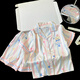 Ice Silk Children's Pyjamas für Frauen im Sommer Dünn 2025 neuer Stil für Mädchen USAqi Cartoon Girls Zwei-teilige Heimkleidung 6628# Zweiteiler Set [Short Sleeves + Shorts] 100 [8 Größen] 100-110 cm 30-40jin [Jin gleich 0,5 kg]