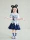 UTOUTOutouto Big Ear Elephant Girls Printed T-shirt Spliced Mesh Skirt 2025 Summer New Children's T-Skirt Deep Tibetan Blue Pre-sale Second Batch Around Mid-early May cm6 150