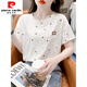 皮尔卡丹（pierre cardin）纯棉印花t恤女短袖夏装2025年新款宽松印花设计感百搭体恤上衣潮 广州十三行5009#紫色版 S 适合80-99斤