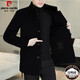 Pierre Cardin Wool Double-sided Wool Coat Men's Mid-Length Lapel Windbreaker Men's 2025 Winter Lined Jacket Black F11 (Double-sided Wool + Goose Down Lined) M Recommended 95-115 Jin Jin equals 0.5 kg