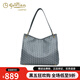 Goldlion leichte Luxus Retro Frauenbeutel Bucket Bag 2025 Neue Kapazitäts -Umhängetasche Mode Pendler -Achselhöhlen -Tasche Trendy Schwarz
