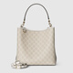 Gucci Gucci Gg Emblem -Serie mittelschwerer Bucket -Beutel Beige und Weiß beide Größe