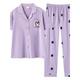 Langsha 2025 new pajamas for women in summer pure cotton short-sleeved trousers thin cardigan full-cotton home clothing set can be worn outside Y7114 M [recommended to wear 80-100Jin [Jin equals 0.5 kg]]