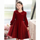 Disney Girls Dress Velvet Children's Skirt Red Princess Dress Host Performance Clothes Autumn and Winter Long Sleeve Plus Velvet Red Regular 130