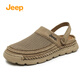 Summer sandals men's new style breathable mesh anti-odorant hole shoes two-wear non-slip casual sports beach shoes brown YT-P750M14697 [Wide feet, fat feet, one size larger] 4 43