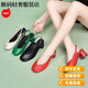 ZHIZHUWANG light luxury genuine leather sandals for women thick heels mother shoes for summer head layer cowhide New summer versatile fish mouth shoes Green 35