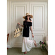 
Inside and Outer Spring 2025 Sleeveless Spliced ​​Chiffon Hem Fake Two-Piece Dress A1105 Blue L