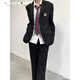 Sound Monkey Suit Men's DK Uniform Suit Jacket Men's College Style Casual Suit Junior High School High School College Student Adult Ceremony Suit+White Shirt+Trousers+Tie Four-piece Set XL (115-130Jin Jin is equal to 0.5 kg)