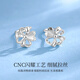 Lao Fengxiang platinum four-petal flower earrings for women platinum light luxury earrings priced wedding anniversary gift for girlfriend and wife platinum four-petal flower hollow ear hook