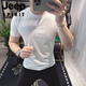 Jeep Spirit European Station Sommer Herren Kurzarm T-Shirt 2025 Neu personalisierte einfache trendige Marke Mode Stickerei Stickelte Körperhemd von weißem BG6624 m (90-105jin [Jin gleich 0,5 kg]))