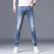 2025 Summer delgado jeans azul claro para hombres delgados pies delgados de alta gama Versátiles de pantalones largos casuales 1048 pies azules claros delgados 28 cintura 2 pies 1 1
