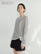 
BSIEE 2025 summer new round neck design with irregular long sleeve thin sweater pullover knit sweater Navy blue L