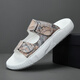DIFANPU international luxury brand men's shoes high-end men's casual shoes hollow breathable sandals outside wearing fashionable snake pattern flip-flops off-white [brand gift box] 39